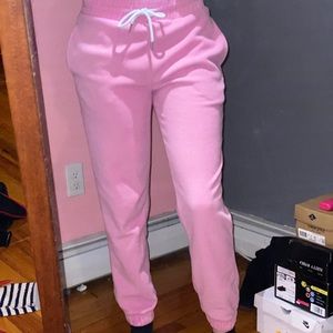 Pink fuzzy joggers
